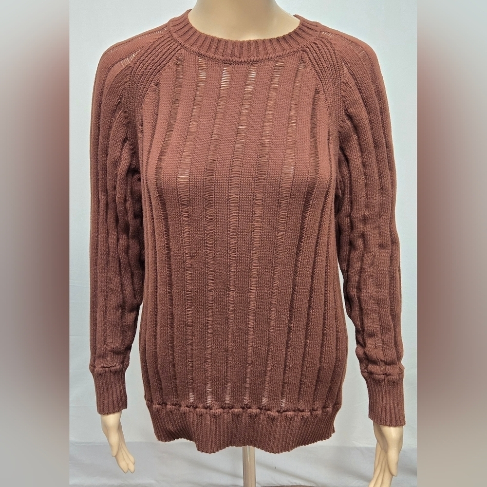 Future Collective Gabriella M Chocolate Brown Sweater Tight And Loose Knit